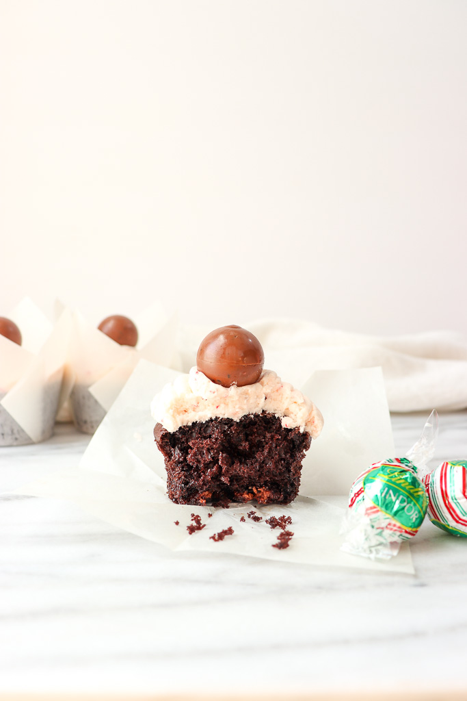 Chocolate Peppermint Cupcakes w/ Candy Cane Buttercream