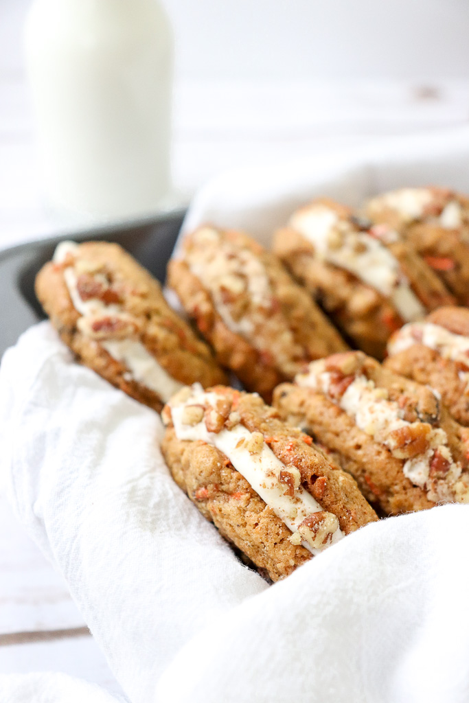 Carrot Cake Sandwich Cookies with Cream Cheese Frosting