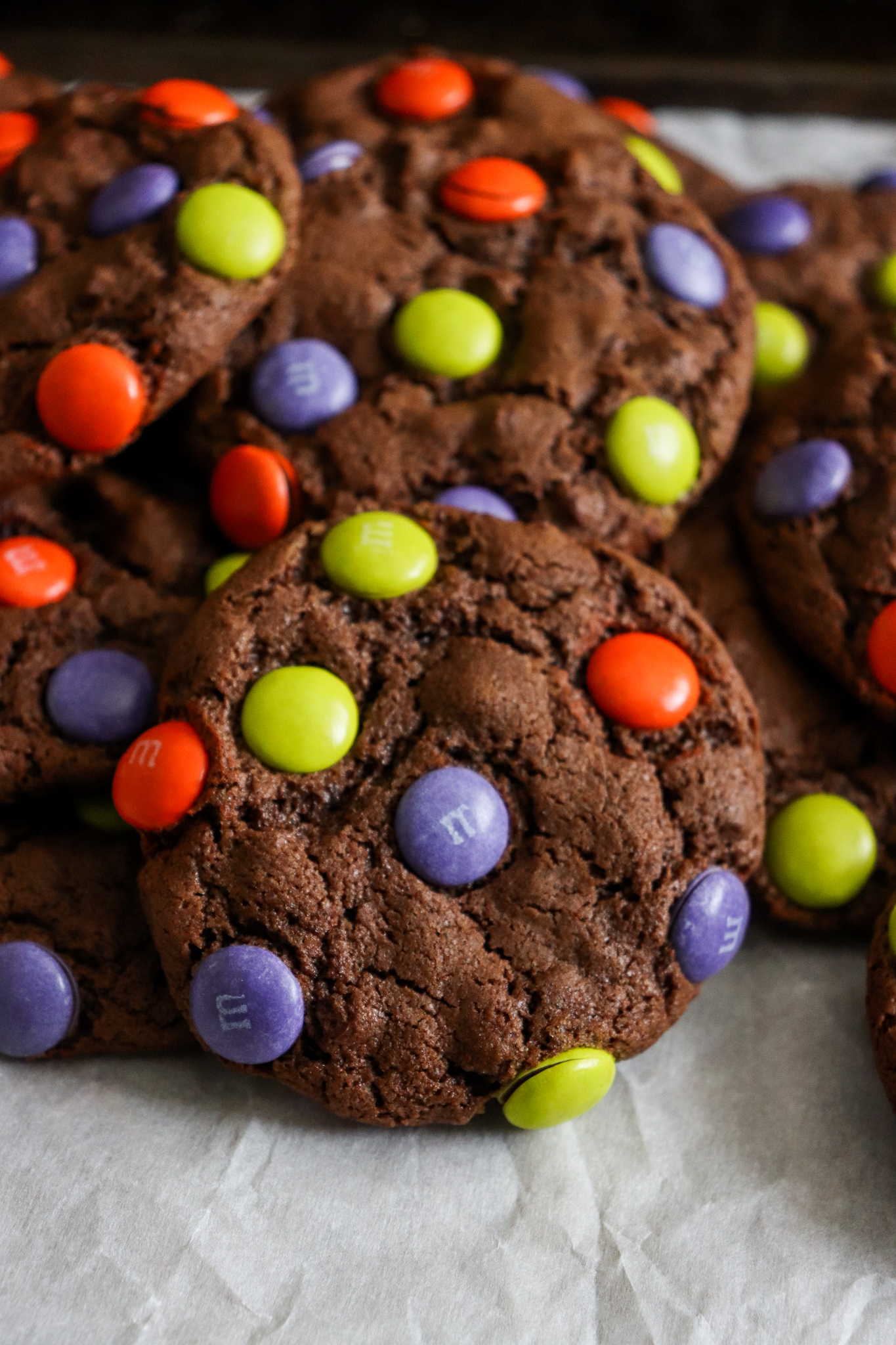 Halloween Chocolate M&M Cookies