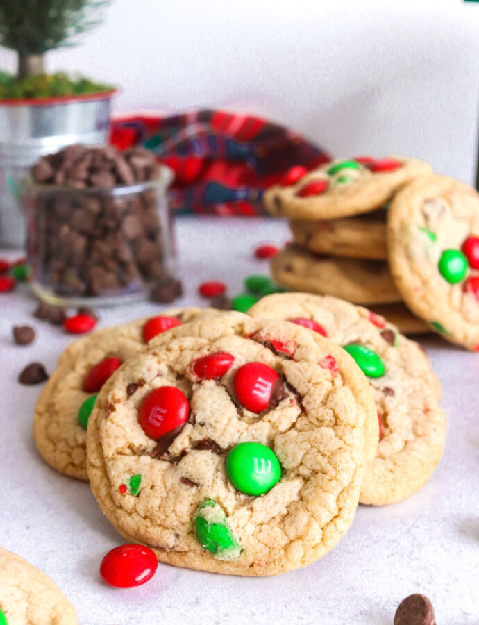 Christmas M&M Chocolate Chip Cookies